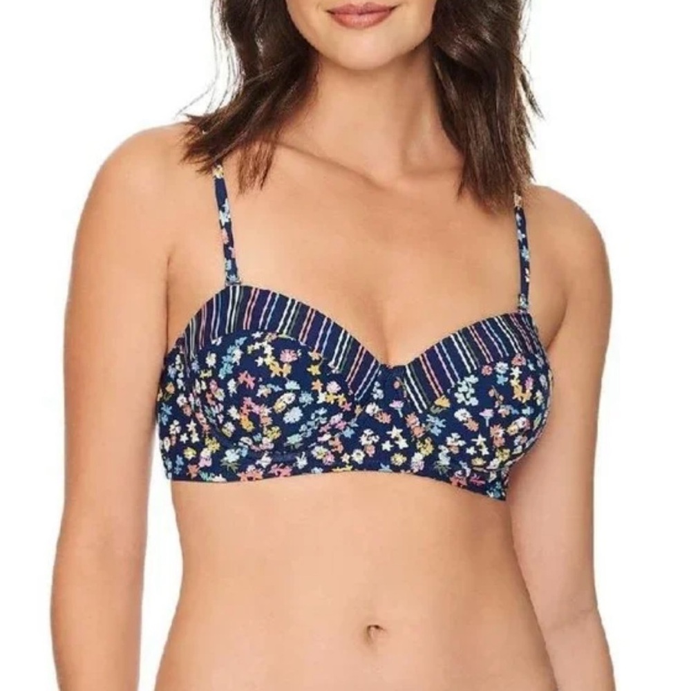 Vera Bradley Reversible Wildflower Ditsy & Wildflower Stripe Charlotte BikiniTop - Picture 2 of 10